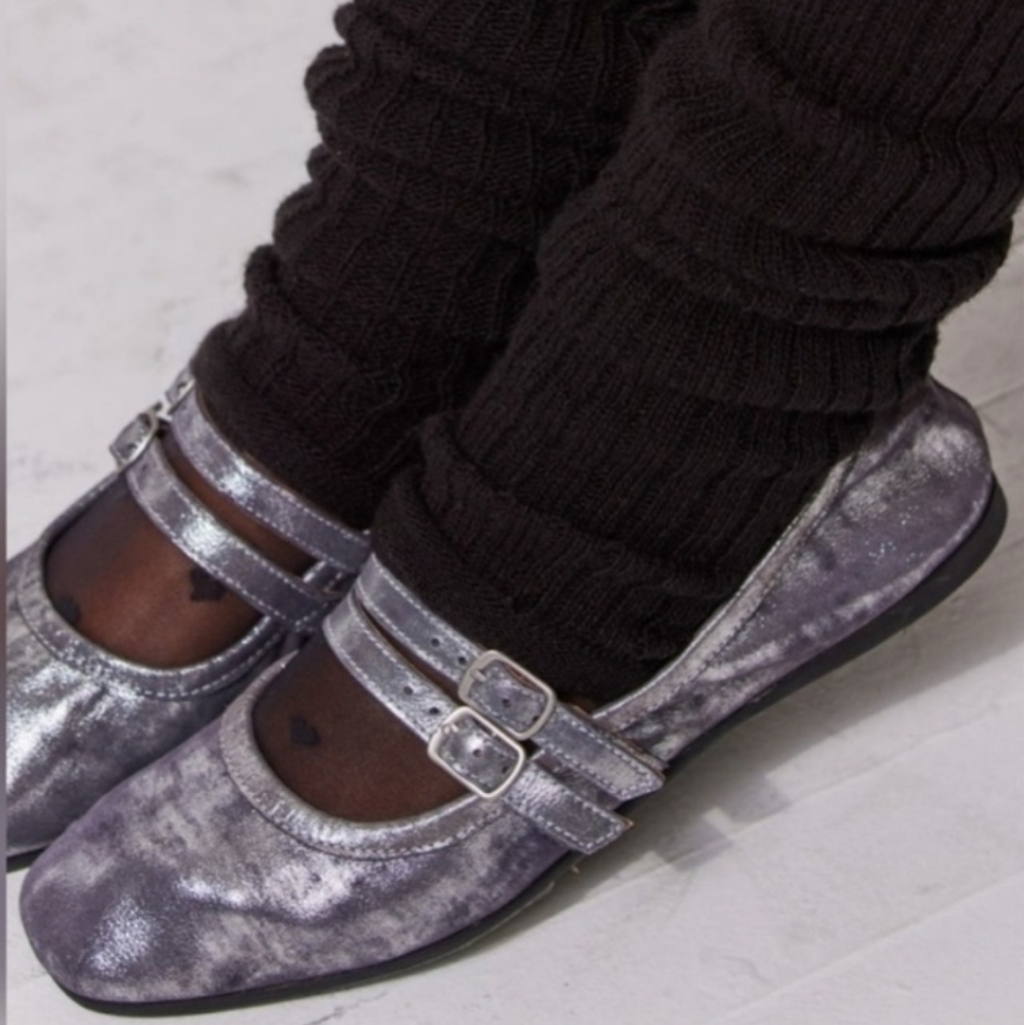 Nib!! Free People Gemini Ballet Flats Silver Distressed Suede Size Us 6